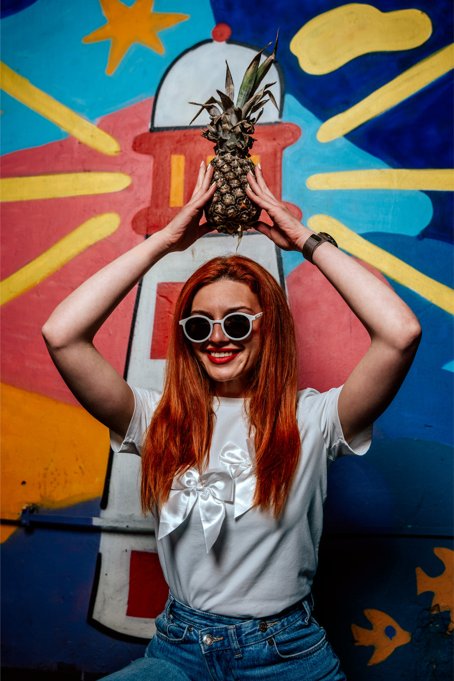 Person wearing Floaties recycled sunglasses