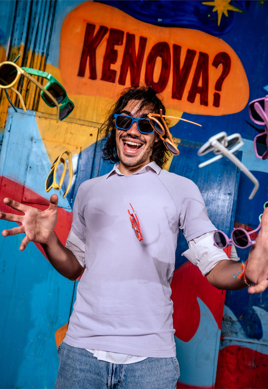 Person wearing Floaties recycled sunglasses