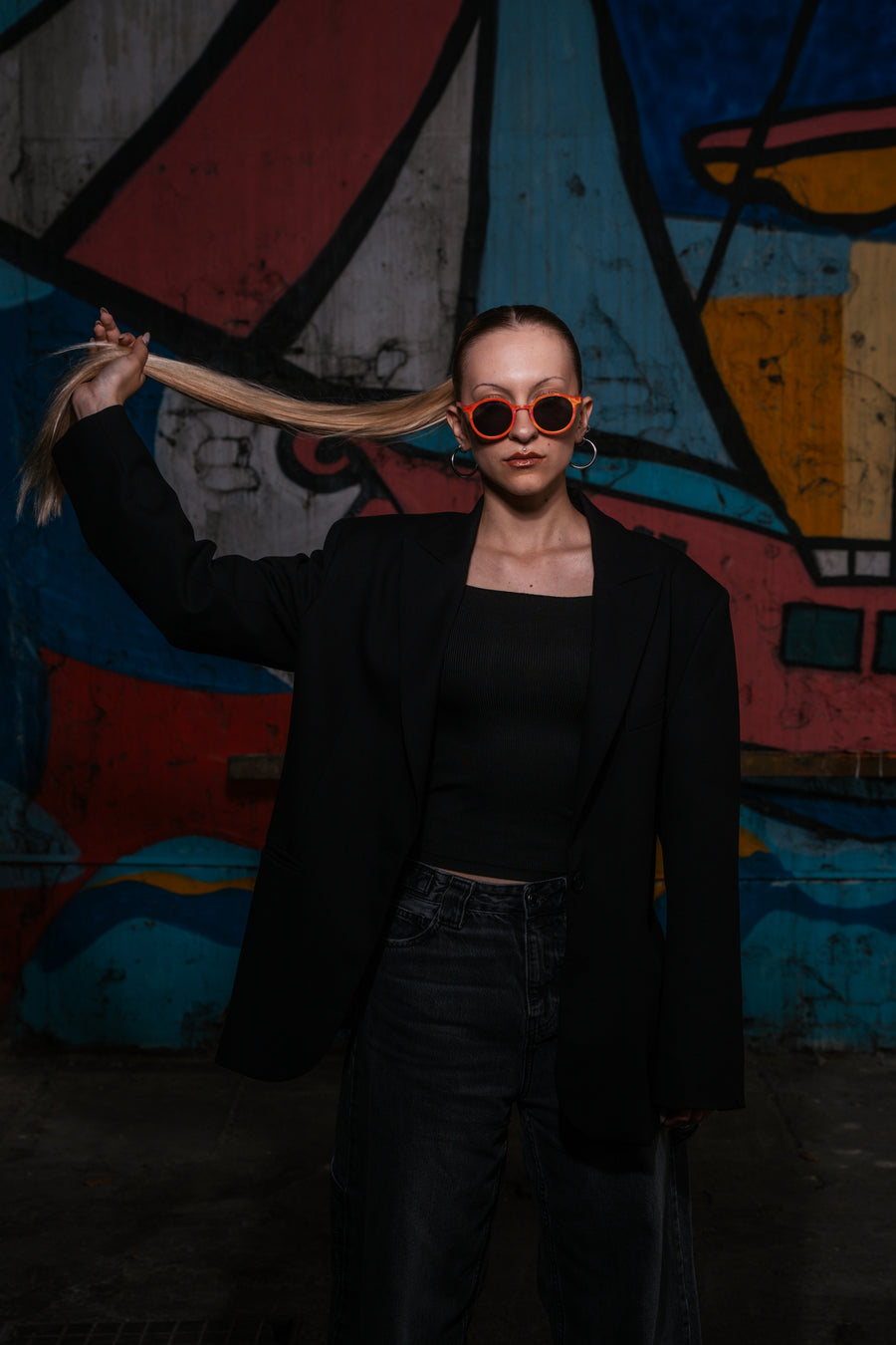 Person wearing Floaties recycled sunglasses
