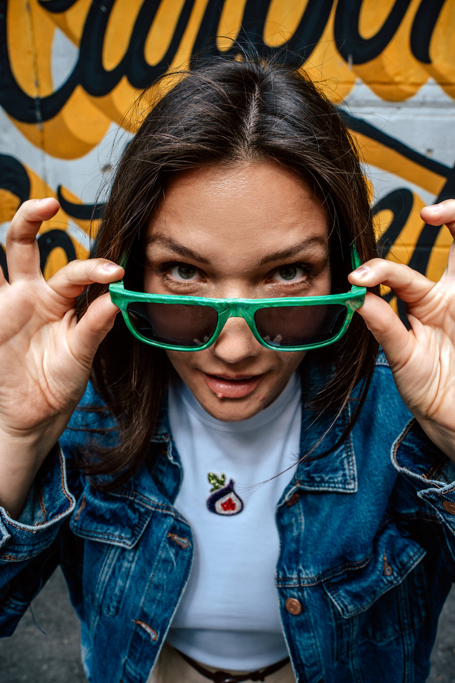Person wearing Floaties recycled sunglasses