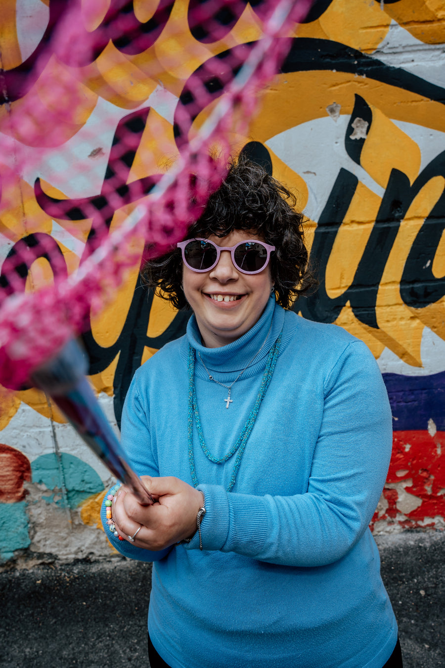 Person wearing Floaties recycled sunglasses