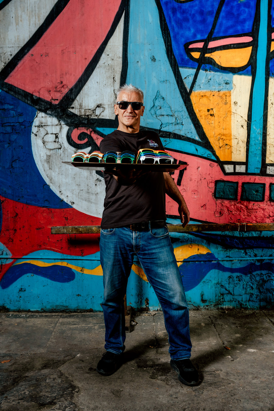 Person wearing Floaties recycled sunglasses