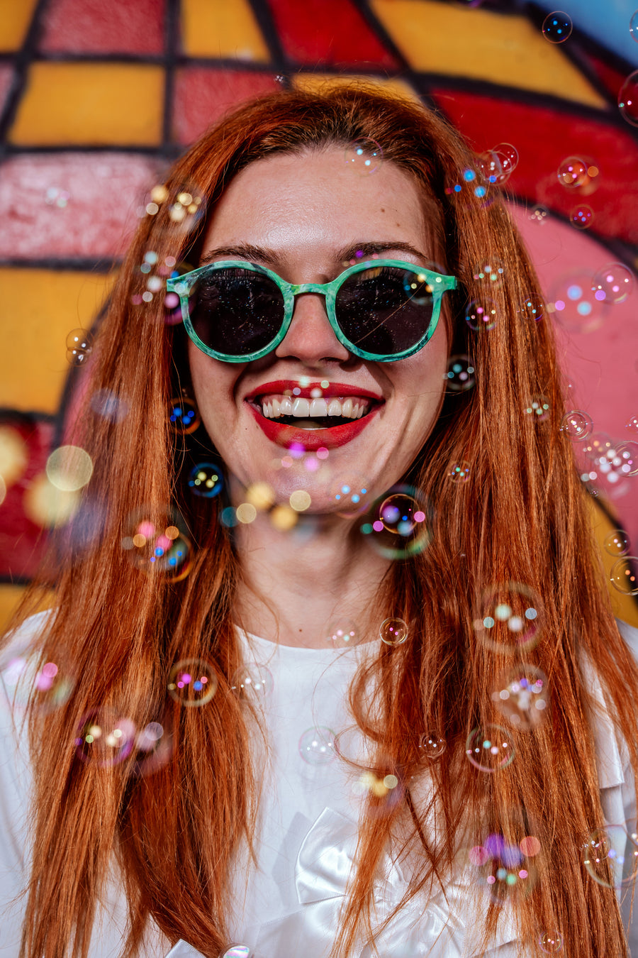 Person wearing Floaties recycled sunglasses