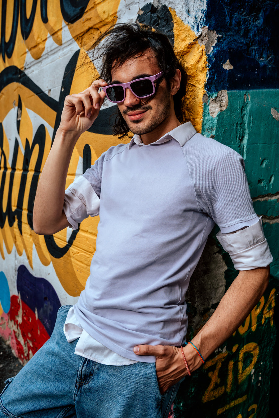 Person wearing Floaties recycled sunglasses